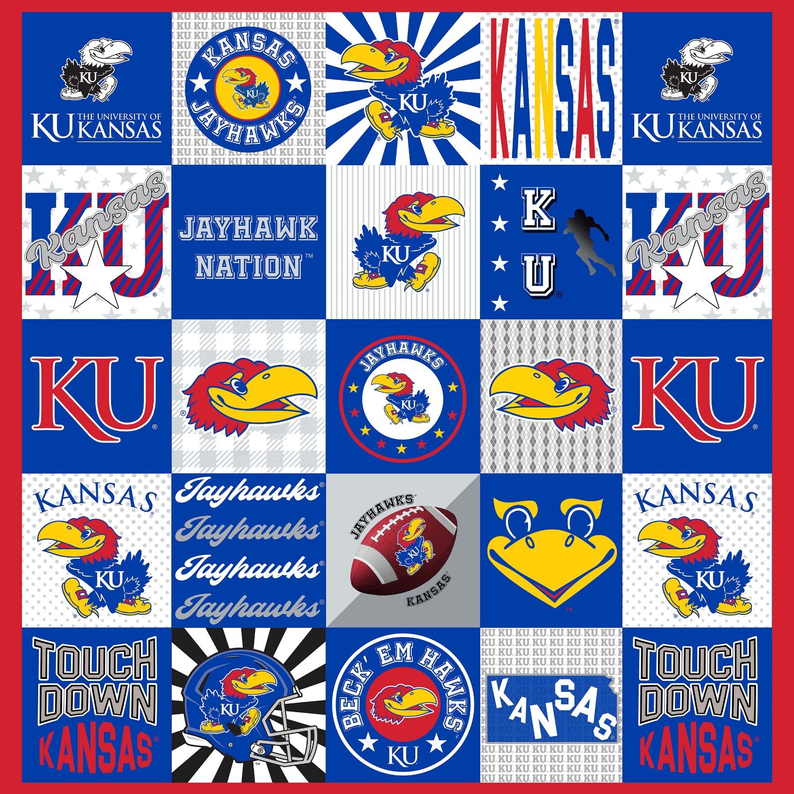 Officially Licensed  University of Kansas Jayhawks Minky T-Shirt Panel