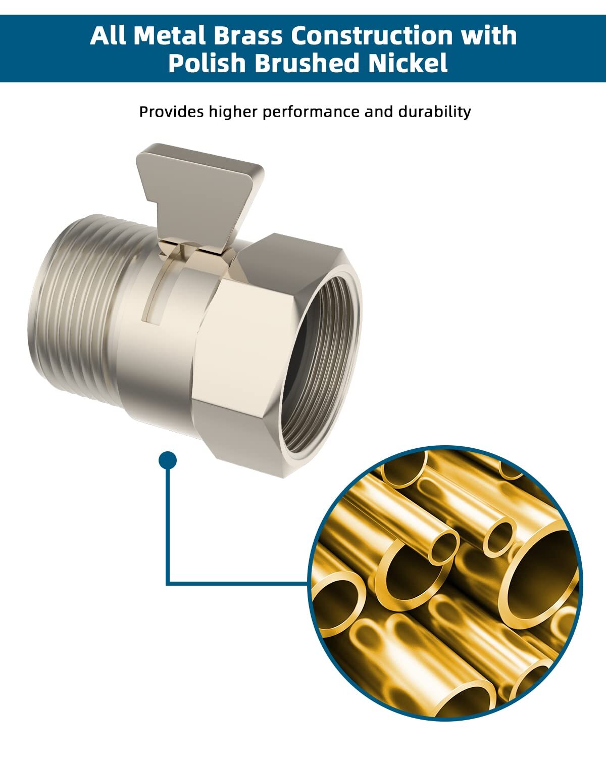 All Metal Shower Head Flow Control Valve G1/2 Brass Shut-off Valve with Handle