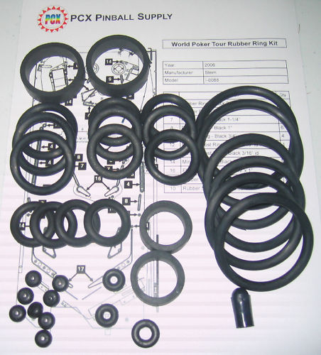 2006 Stern World Poker Tour Pinball Machine Rubber Ring Kit