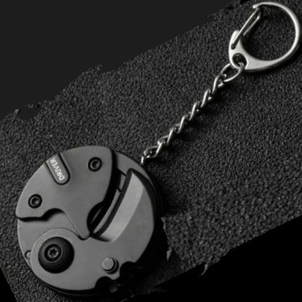 Multifunction Keychain Screwdriver Hex Coin Folding EDC Tool Mini Knife