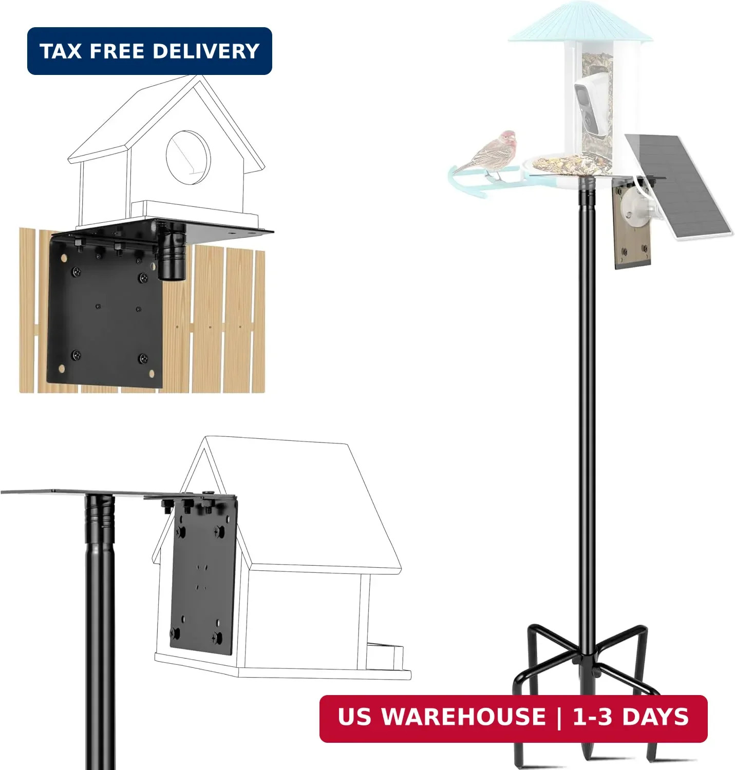 Bird Feeder Pole, 109 Inch Heavy Duty Bird House Pole Kit for Outdoors