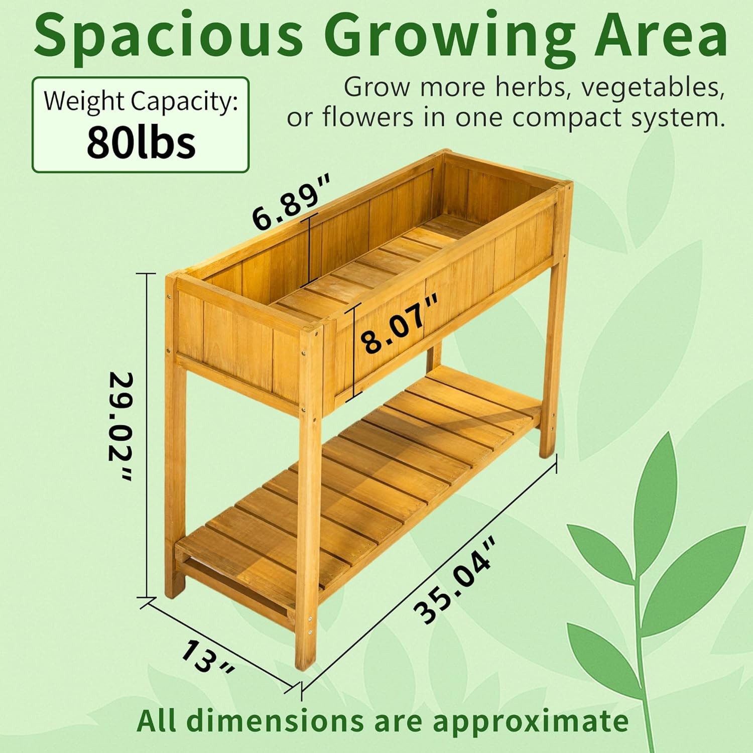 Premium Fir Wooden Raised Garden Bed with Four Legs for Backyard and Balcony Gar