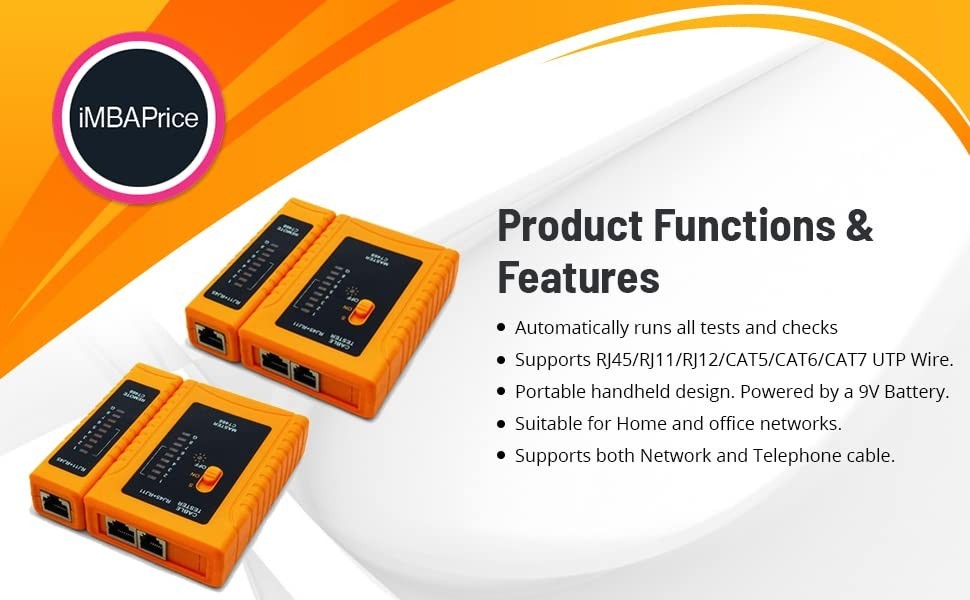 Reliable RJ45 Network Cable Tester - Automatic Circuit Testing with LED Status