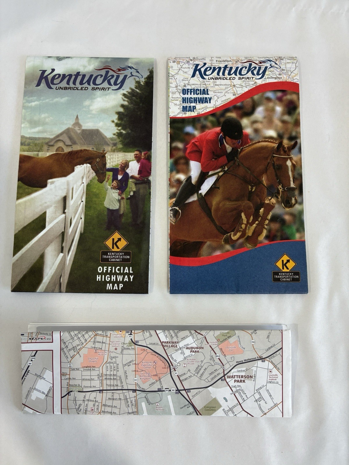 Lot of 2 Kentucky 2008-2010 Official State Highway Maps + Louisville