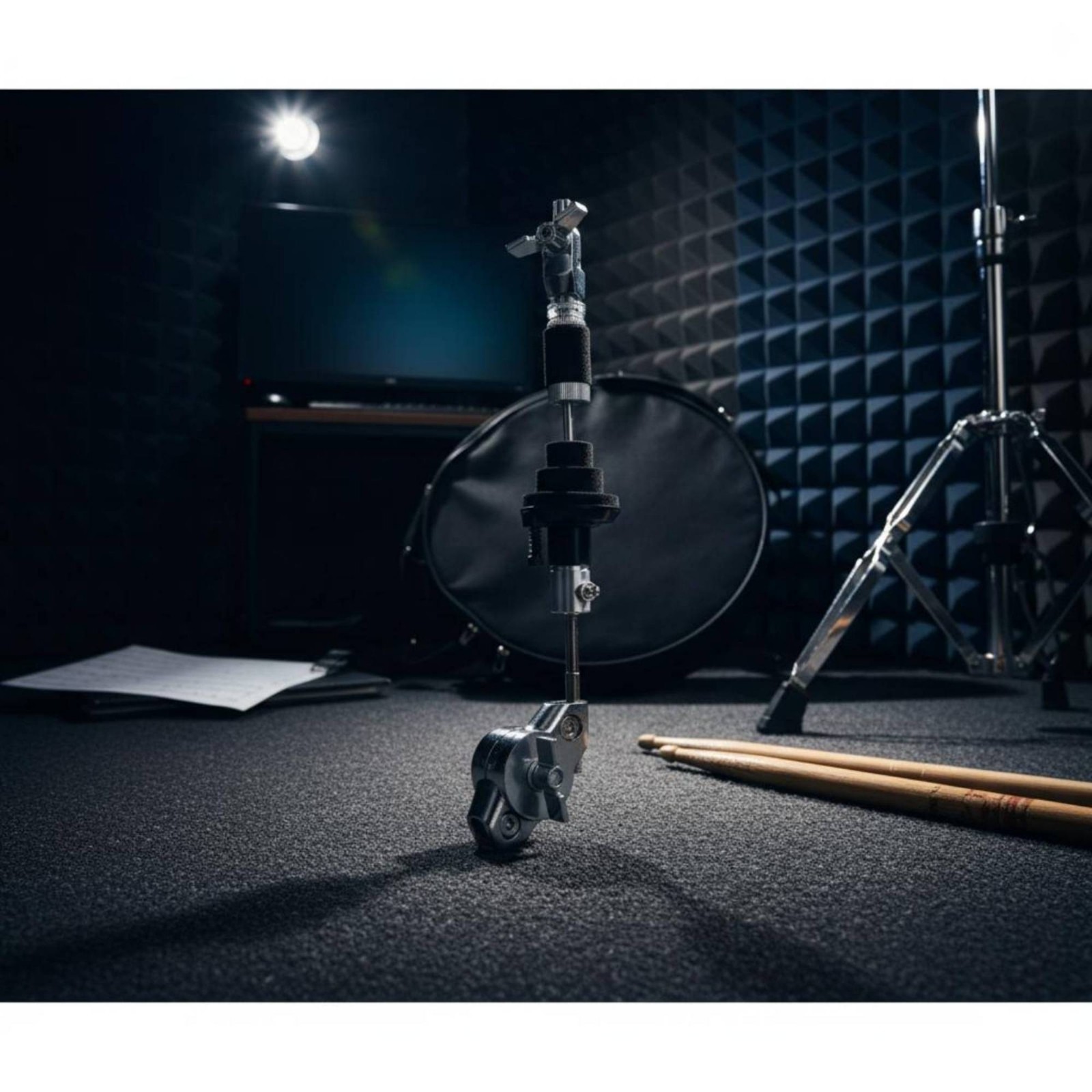 Distant Hi-Hat Holder Adjustable Music Hardware Black and Silver