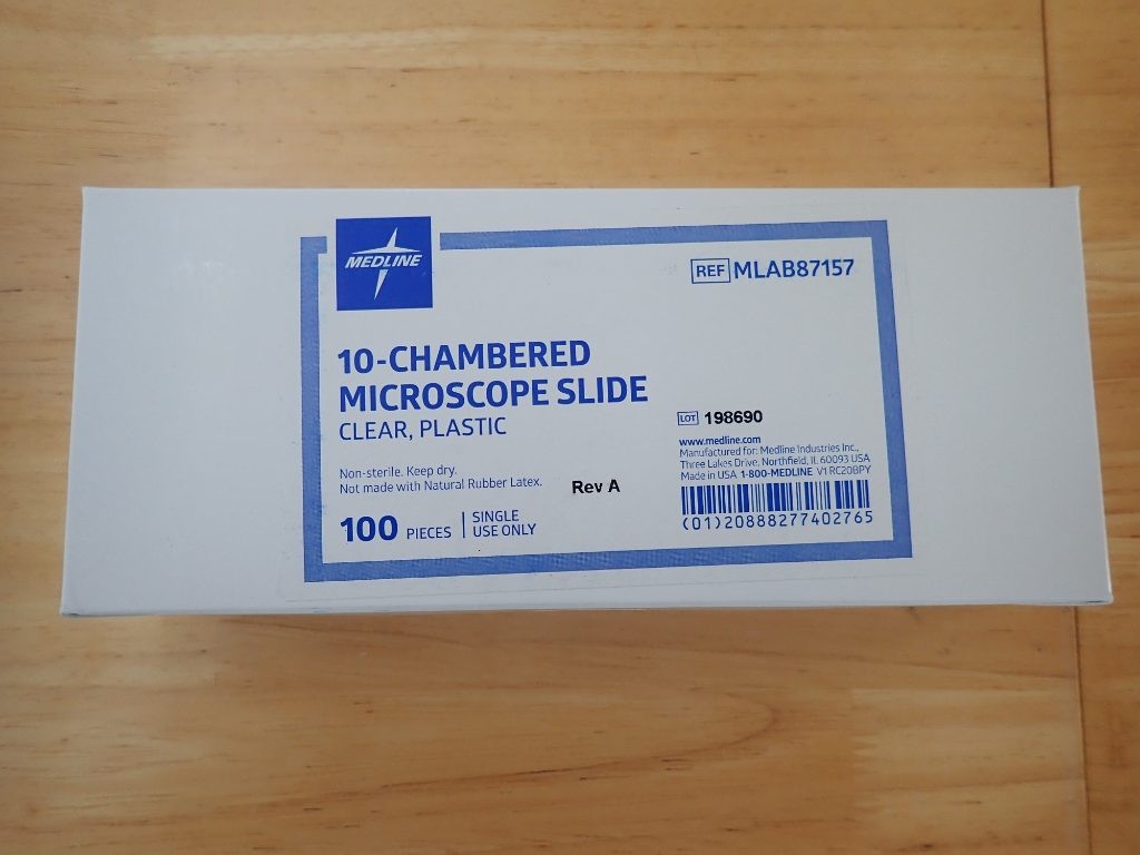 Medline 10-Chambered Plastic Microscope Slides MLAB87157 - Box of 100 NEW
