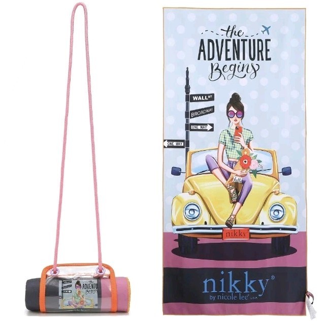 Nicole Lee Beach Pool Towel with Carrying Bag Microfiber 64x31  NWT
