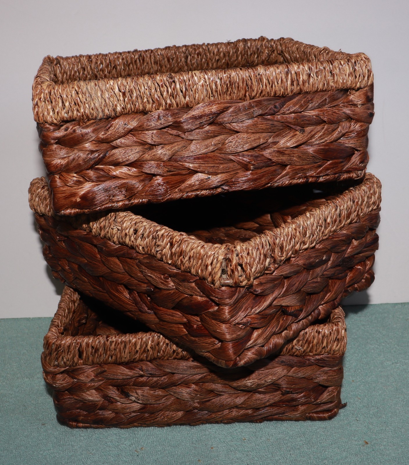 Set 3 Rattan Wicker Planter Baskets  Brown 9"X7"