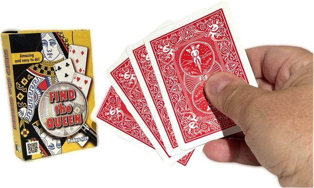 FIND THE QUEEN Magic Trick Bicycle Ryder Red Backs Close Up Packet Lady Changes
