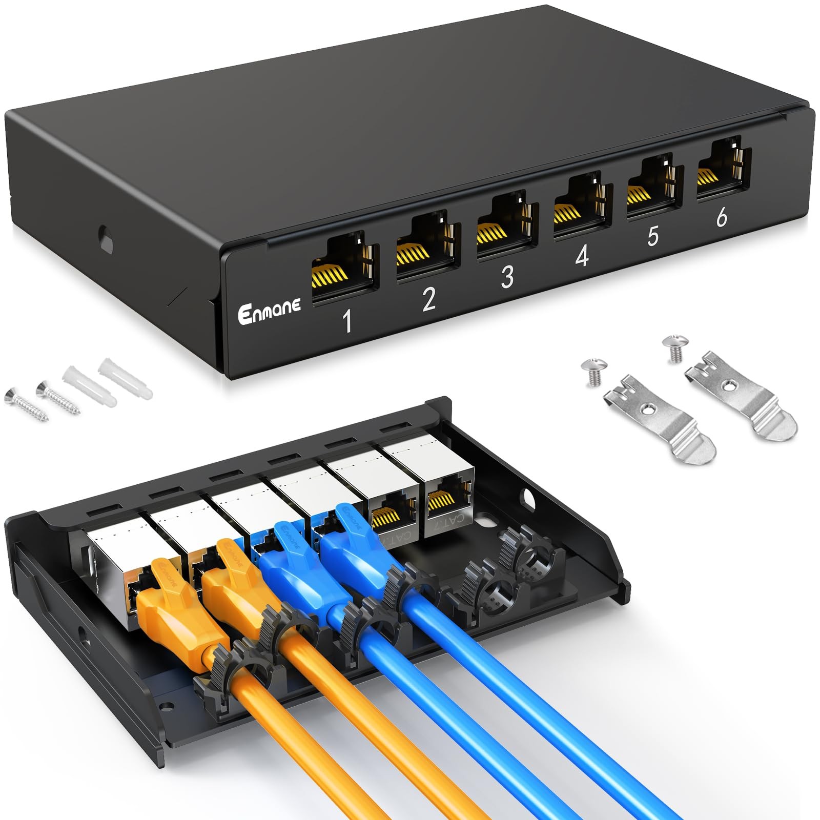 6 Port Patch Panel 0.5U CAT7 Keystone Desk Mount Home Ethernet Termination Box