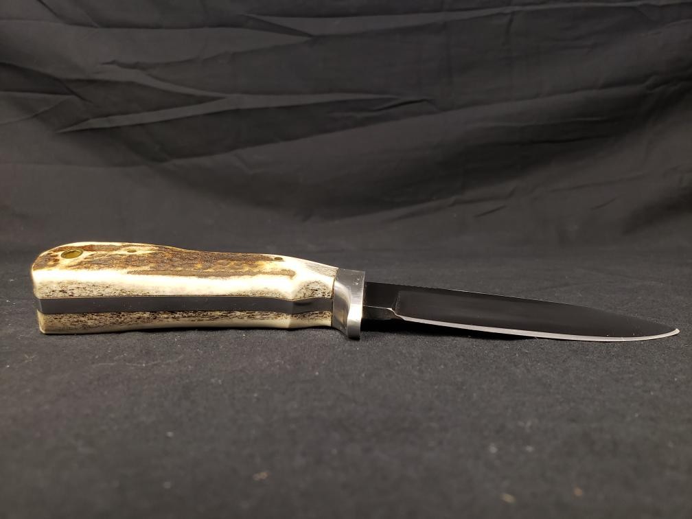 NO BRAND STAG HANDLE FIXED BLADE W/ SHEATH (B26005588)