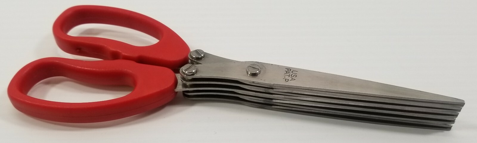 d5) Red Document Kitchen Herb Shredding 5 Blade Scissors Multipurpose Shears USA