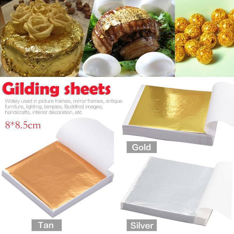 100sheets Imitation Golds Silver Coppers Leaf Foil Paper Gilding Art Craft