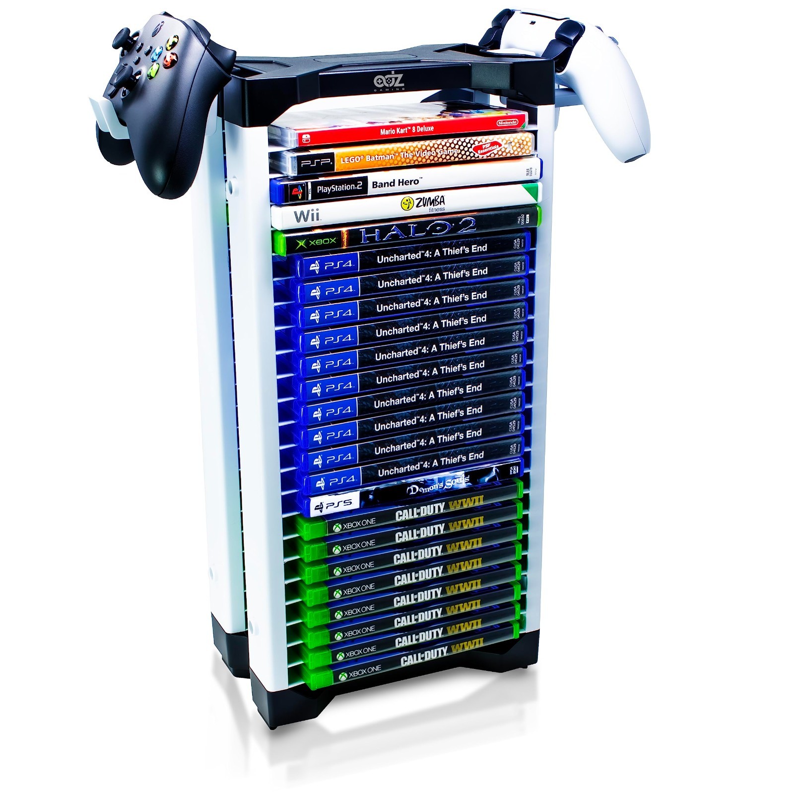 Universal Game Storage Tower Rack - Holds 23 PS2 PS3 PS4 PS5 Xbox Wii Games & DV