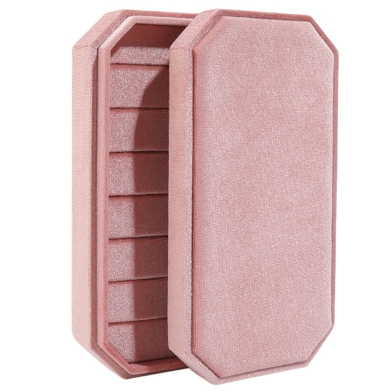 Chic Ring And Earring Box With Protective Flannel Interior for Dressing Table
