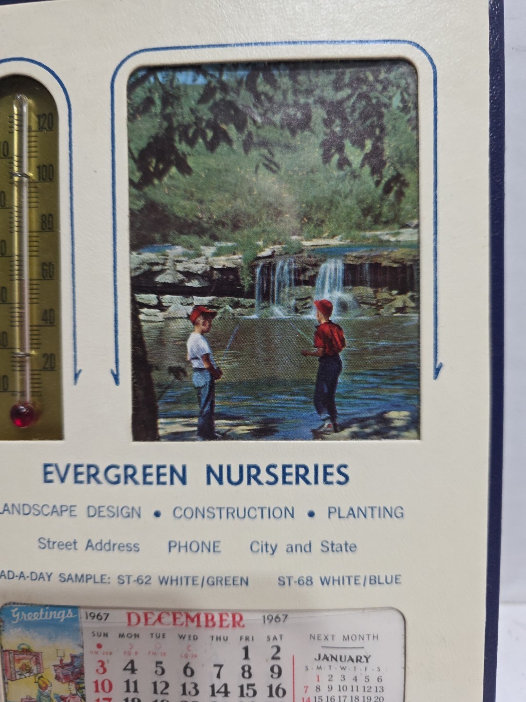 1967 Thermostat Calender Evergreen Nurseries