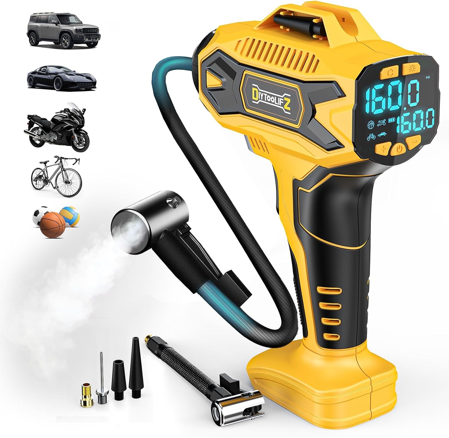 Cordless Tire Inflator Air Compressor Compatible W/ Dewalt 20V Battery 160PSI