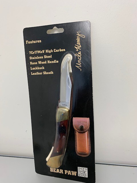 Uncle Henry Bear Paw FOLDING KNIFE Brown  Wood Handle NEW in Package