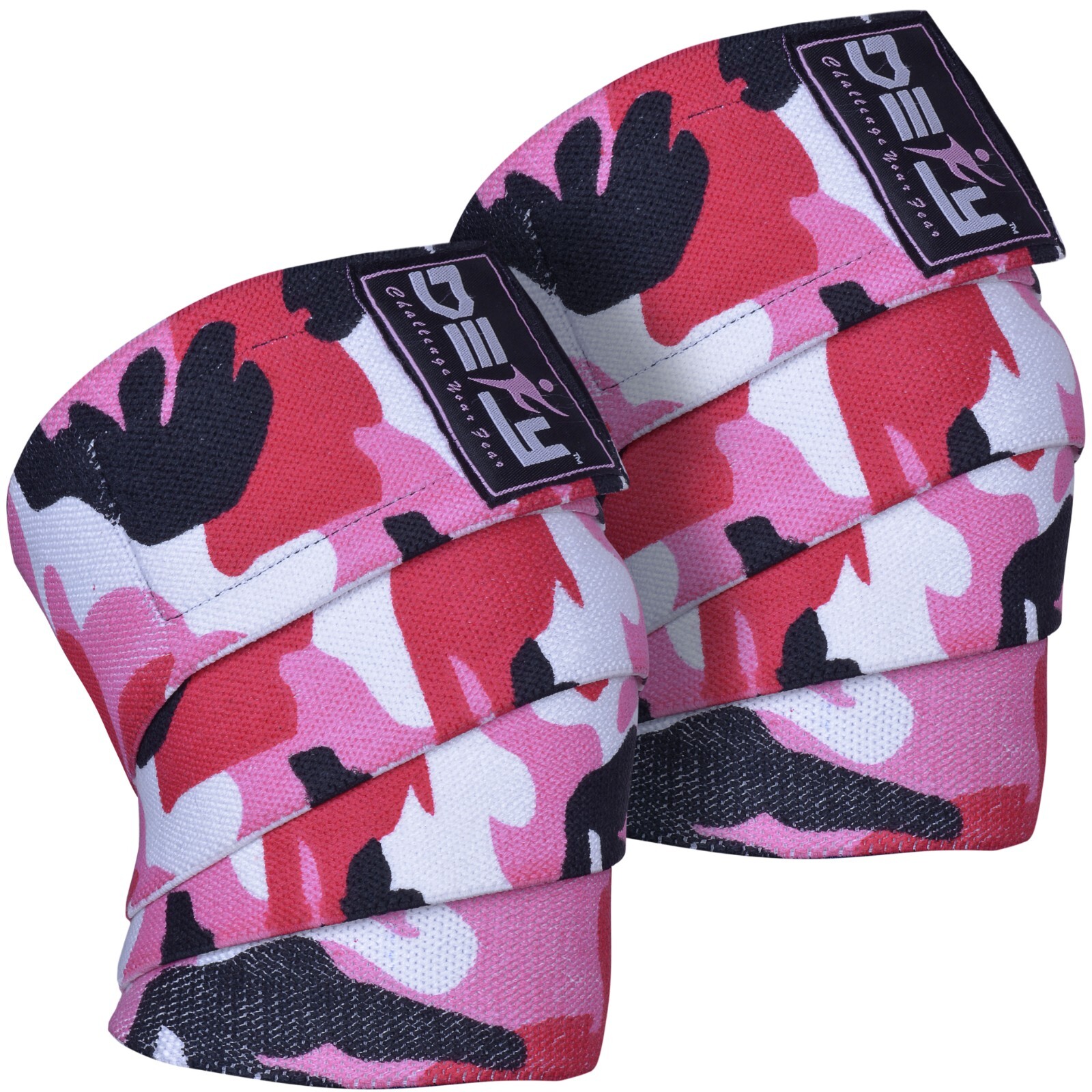 DEFY Weight Lifting Knee Wraps Training Gym Straps Power Lifter Gym PINK CAMO