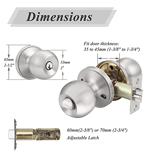 Door Locks Knobs with Same Key 8 Pack Cylindrical Keyed Entry Ball Knob