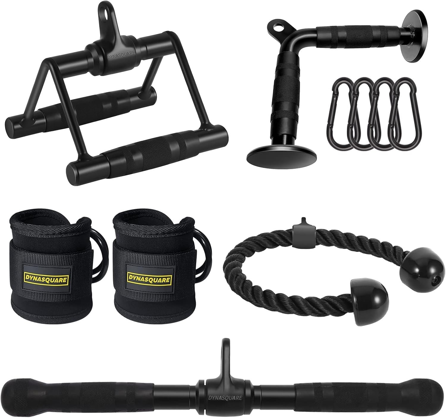 Versatile LAT Pulldown Attachments for Home Gym: Includes Handle, Rope & Straps