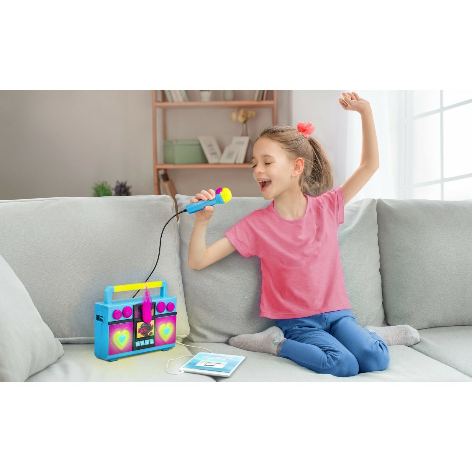 Trolls World Tour Sing Along Boombox Microphone Built In Music & Connect Karaoke