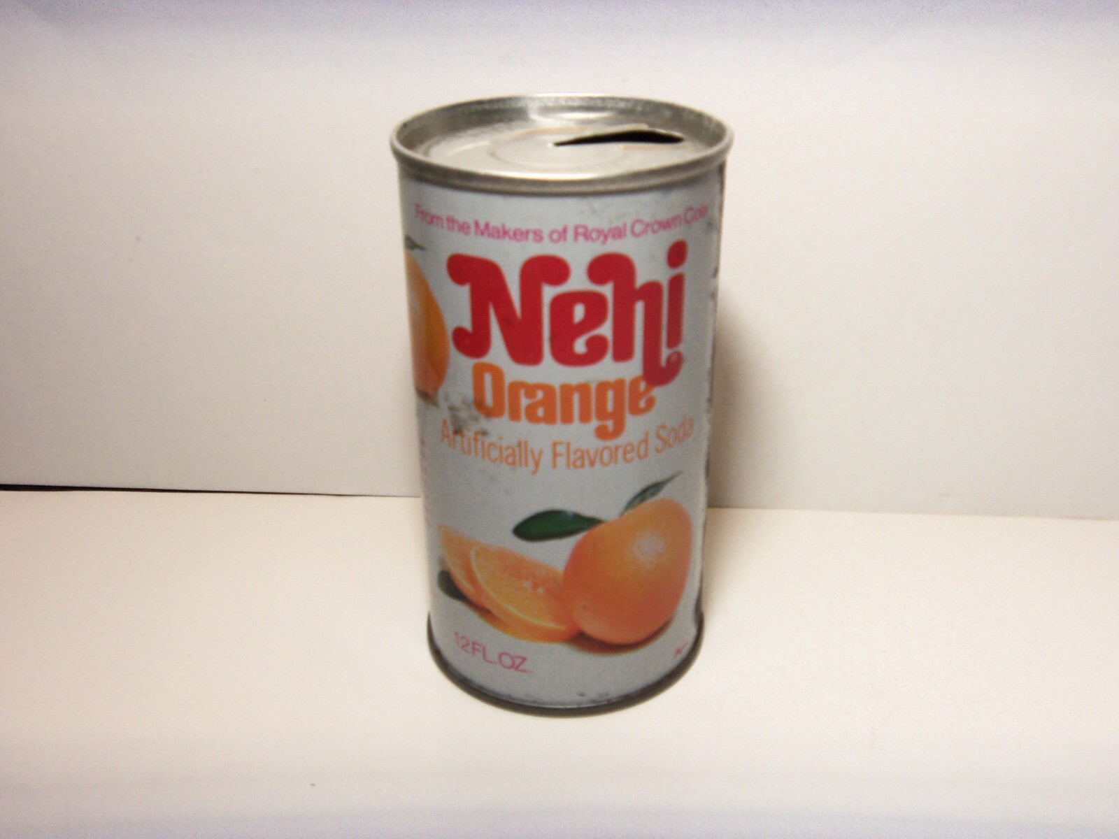 NEHI ORANGE SODA  12 OZ STEEL CAN  (ROYAL CROWN)  VINTAGE