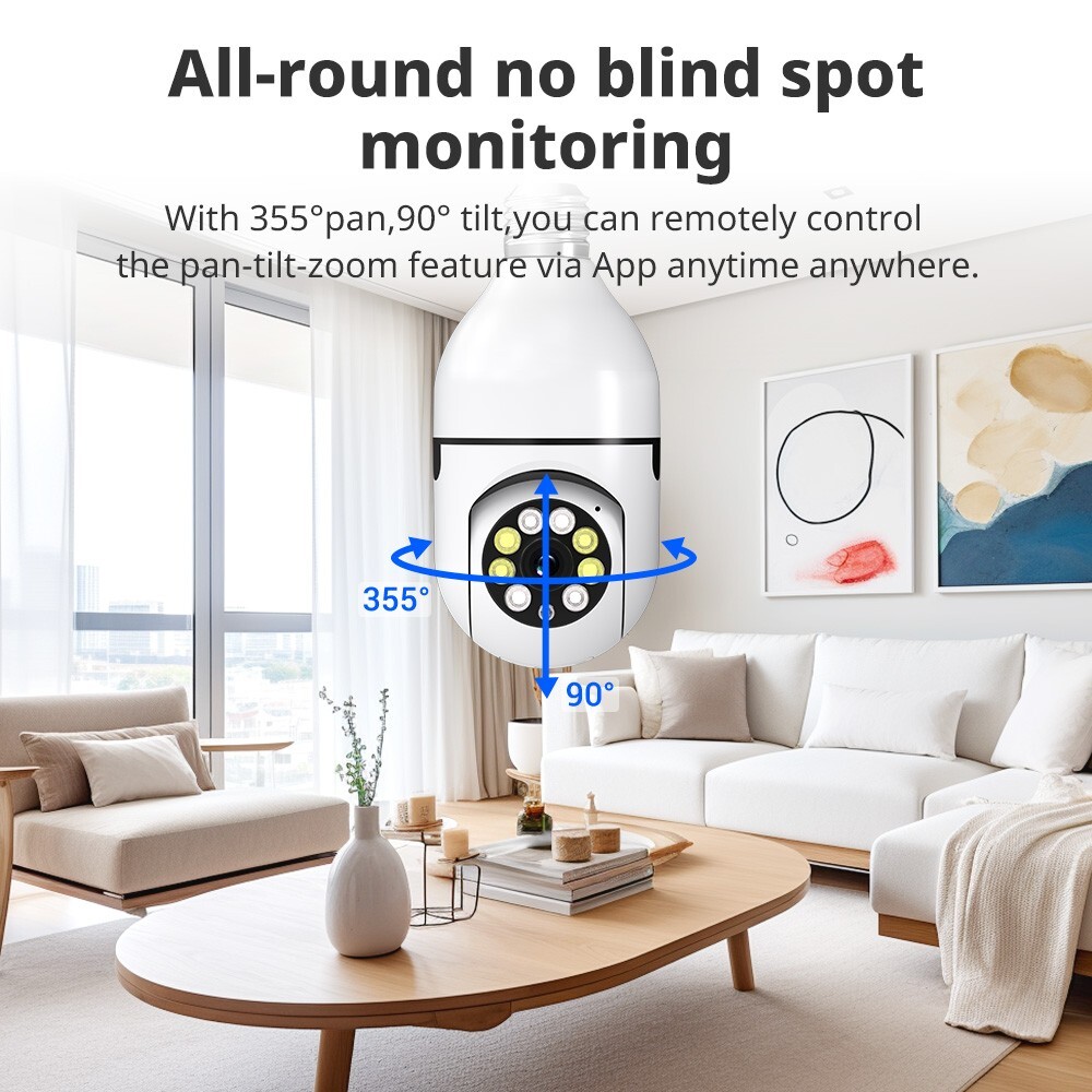 4X 360° 1080P IP E27 Light Bulb Camera Wifi IR Night SmartHome Wireless Security