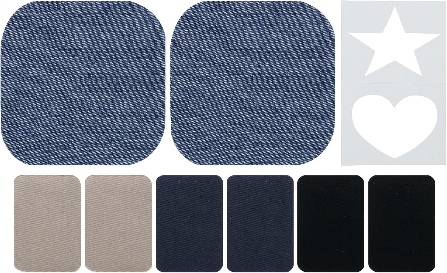 Denim & Twill Iron-On Patches Combo, 8Pc Assorted
