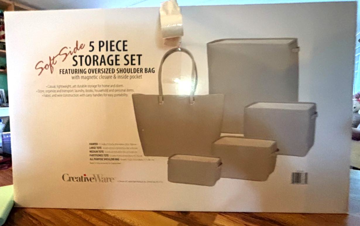 Creativeware Soft Side 5 Piece Storage Set Including Shoulder Bag Grey NEW