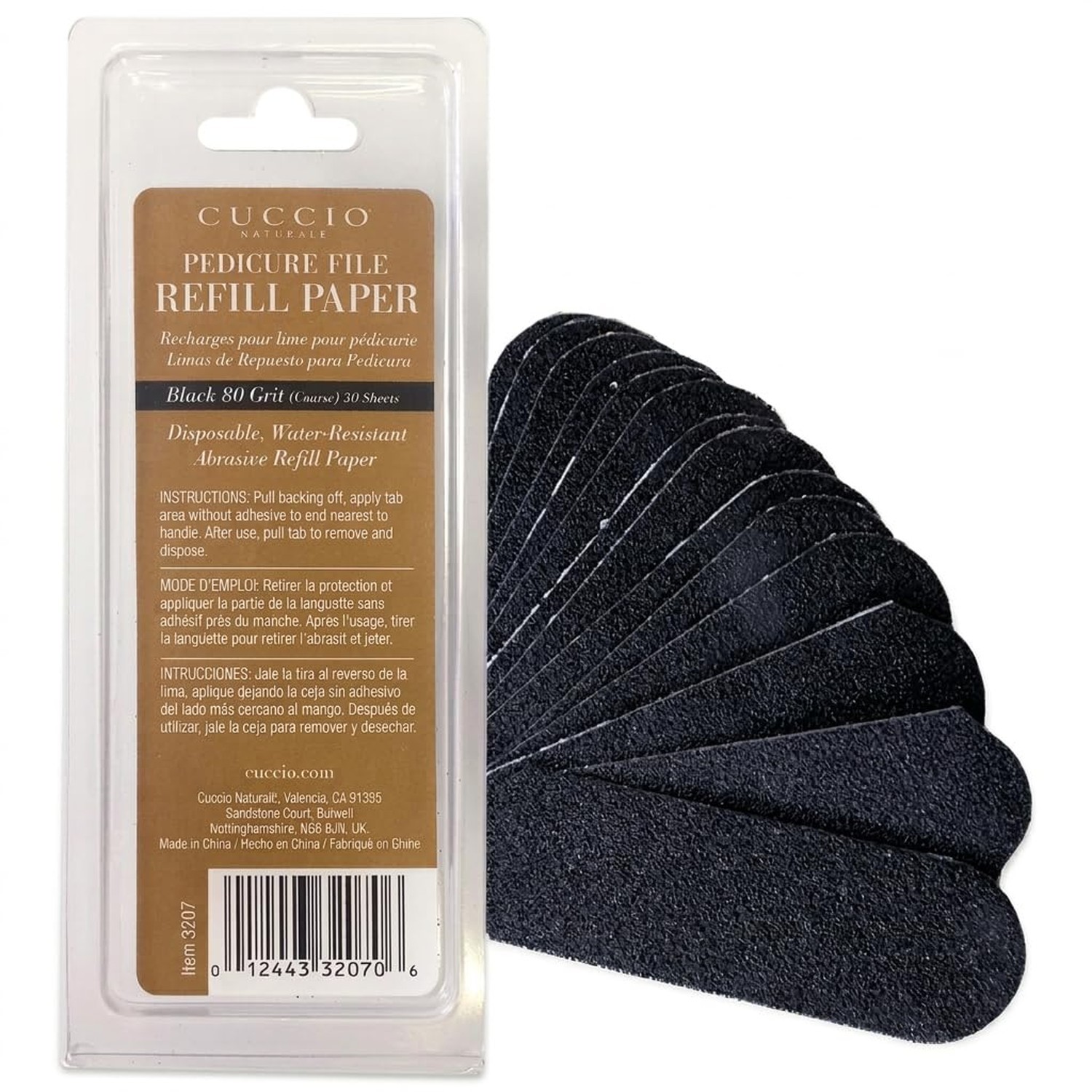 Cuccio Naturale 50-Count Black 80-Grit Pedicure File Refills – Coarse, Wat