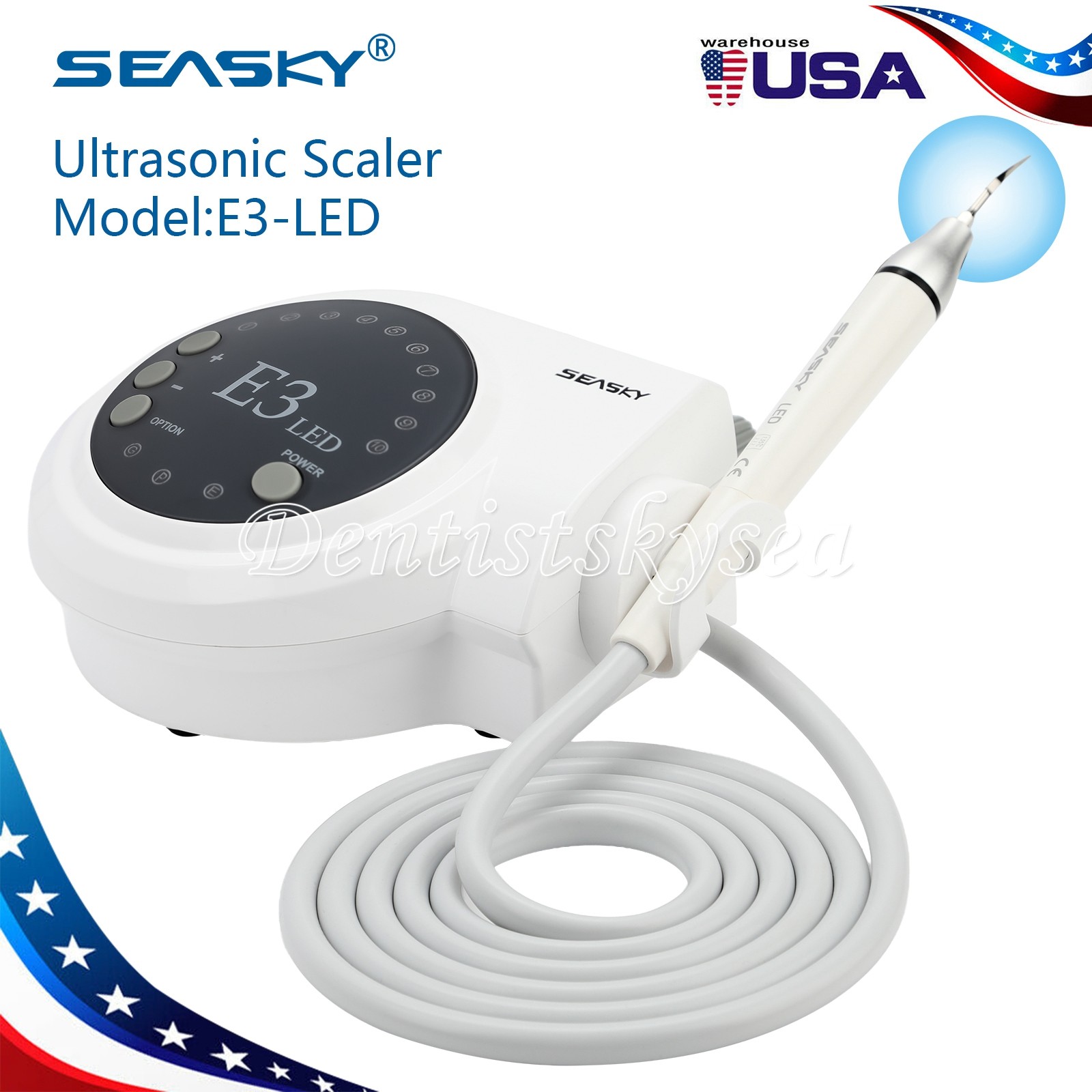 SKYSEA Piezo ultrasónico dental Scaler LED pieza de mano Fit EMS WOODPECKER E3+L