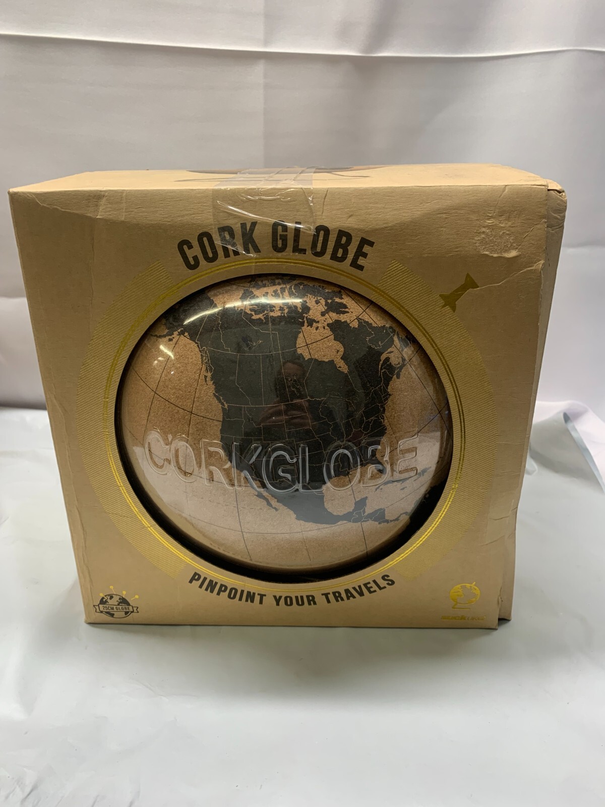 Suck UK Cork Globe Pinpoint You Travels-Push Pin Globe 25CM-BLACK*New-Box Damage