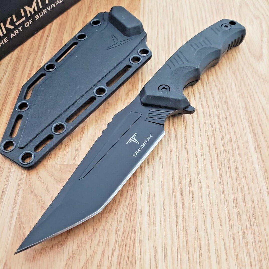 Takumitak Reaper Fixed Knife 4.5" Black 3Cr13 Steel Full Tang Blade FRN Handle