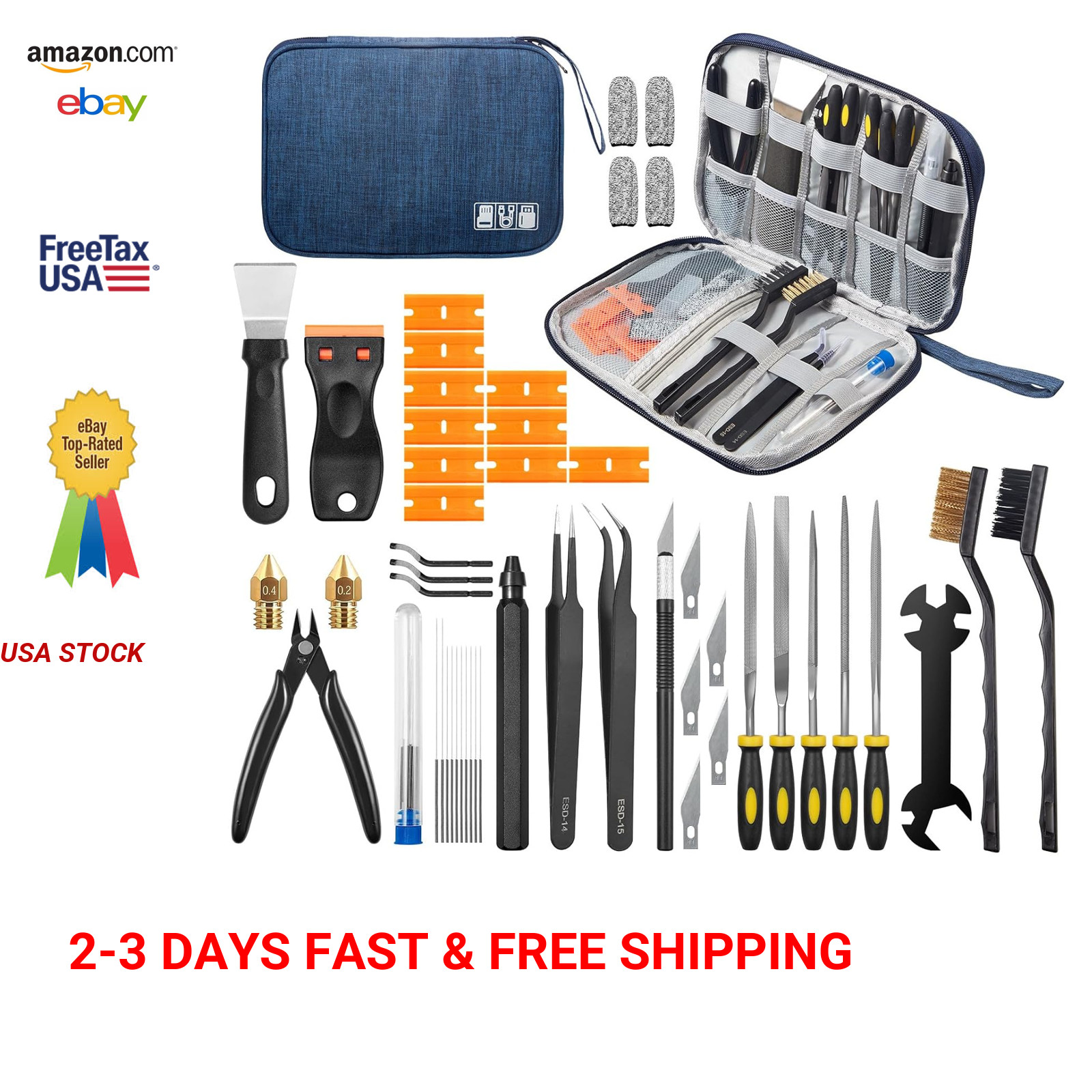 3D Printer Tool Kit 50 Pieces Compatible with FDM SLA Nozzle Cleaning Scraper