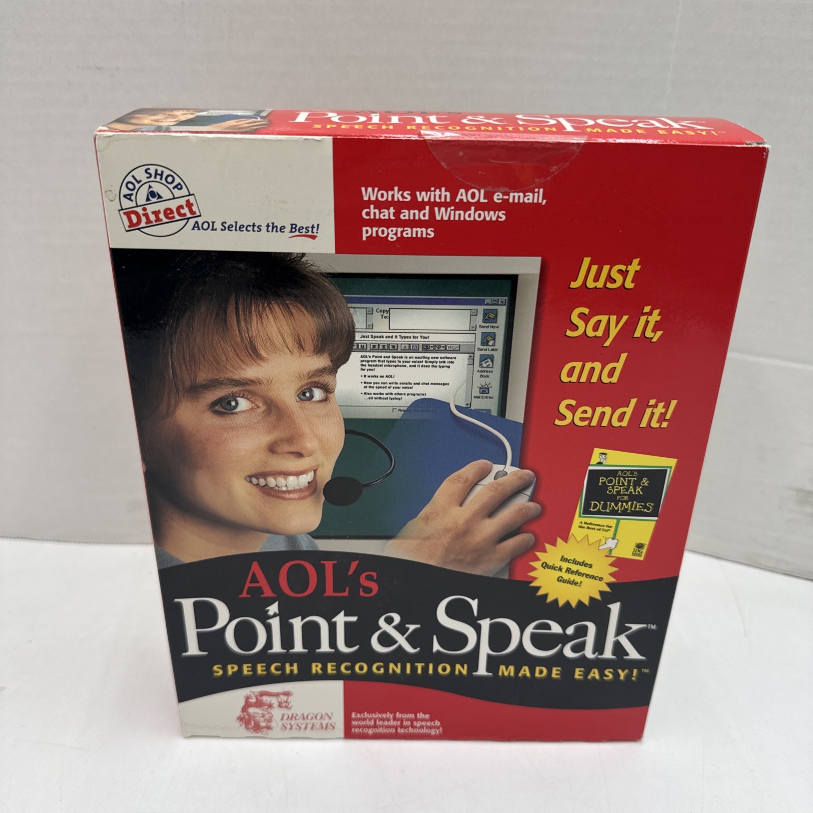 Vintage CIB Big Box AOL's Point & Speak - Speech Recognition Software PC Windows