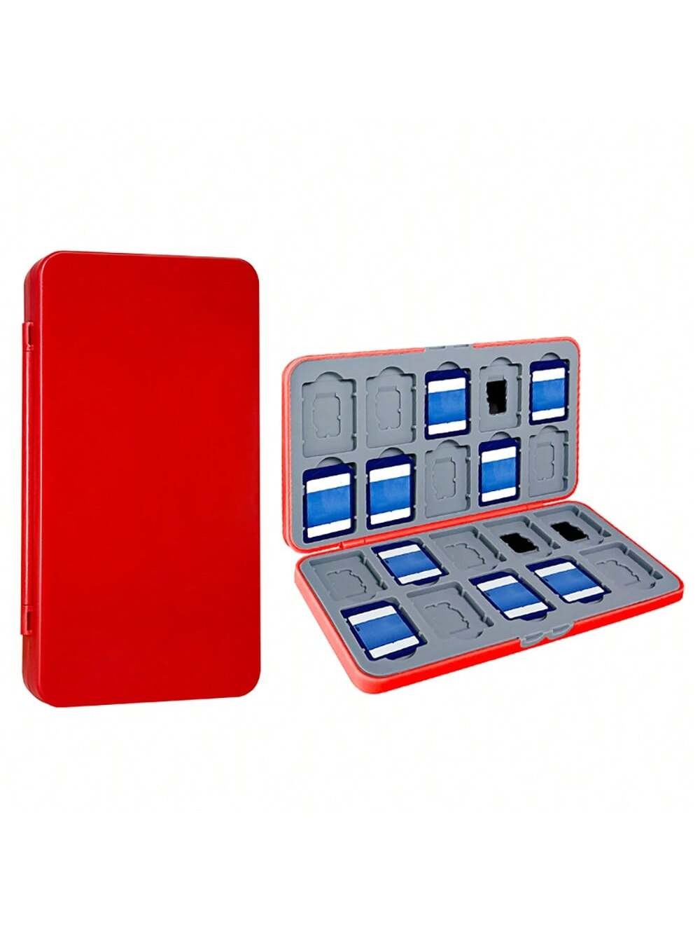 Red 40-Slot SD and Micro SD Card Organizer Case for SDHC SDXC TF