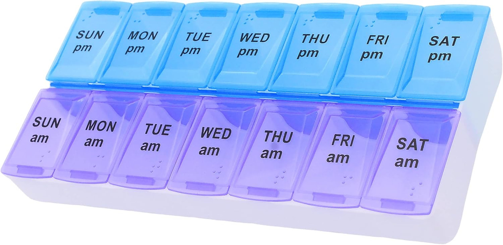 7 Day Weekly Pill AM PM Organizer,  Large Pill Case Pill Box for Pills/
