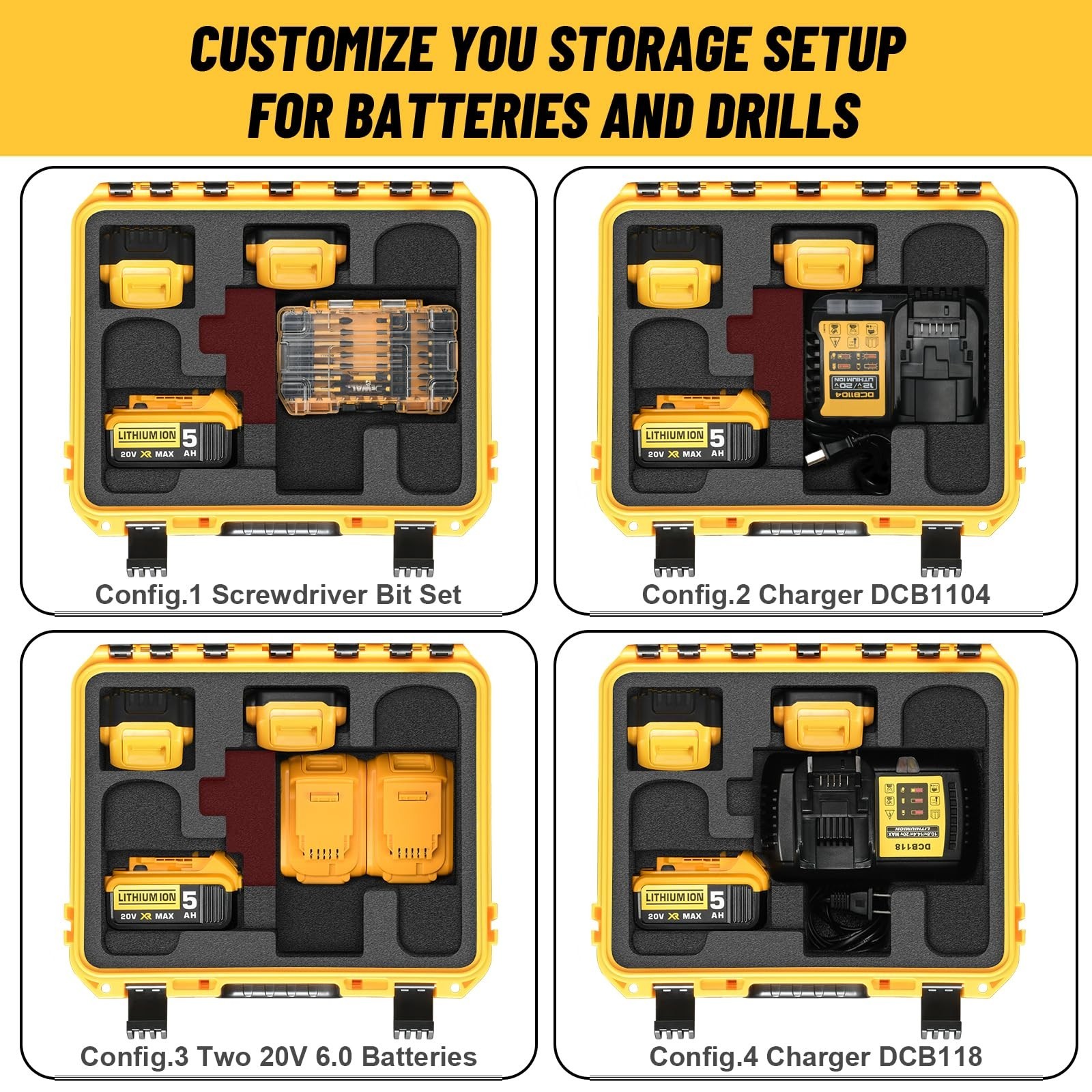 Waterproof Hard Case for Cordless Drill/Impact Driver Set - Custom Foam Insert,