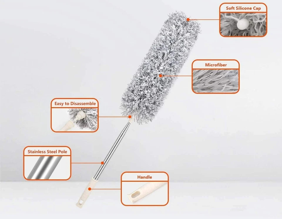 Microfiber Duster Cleaning Brush Dust Cleaner Bendable Handle Soft Extendable
