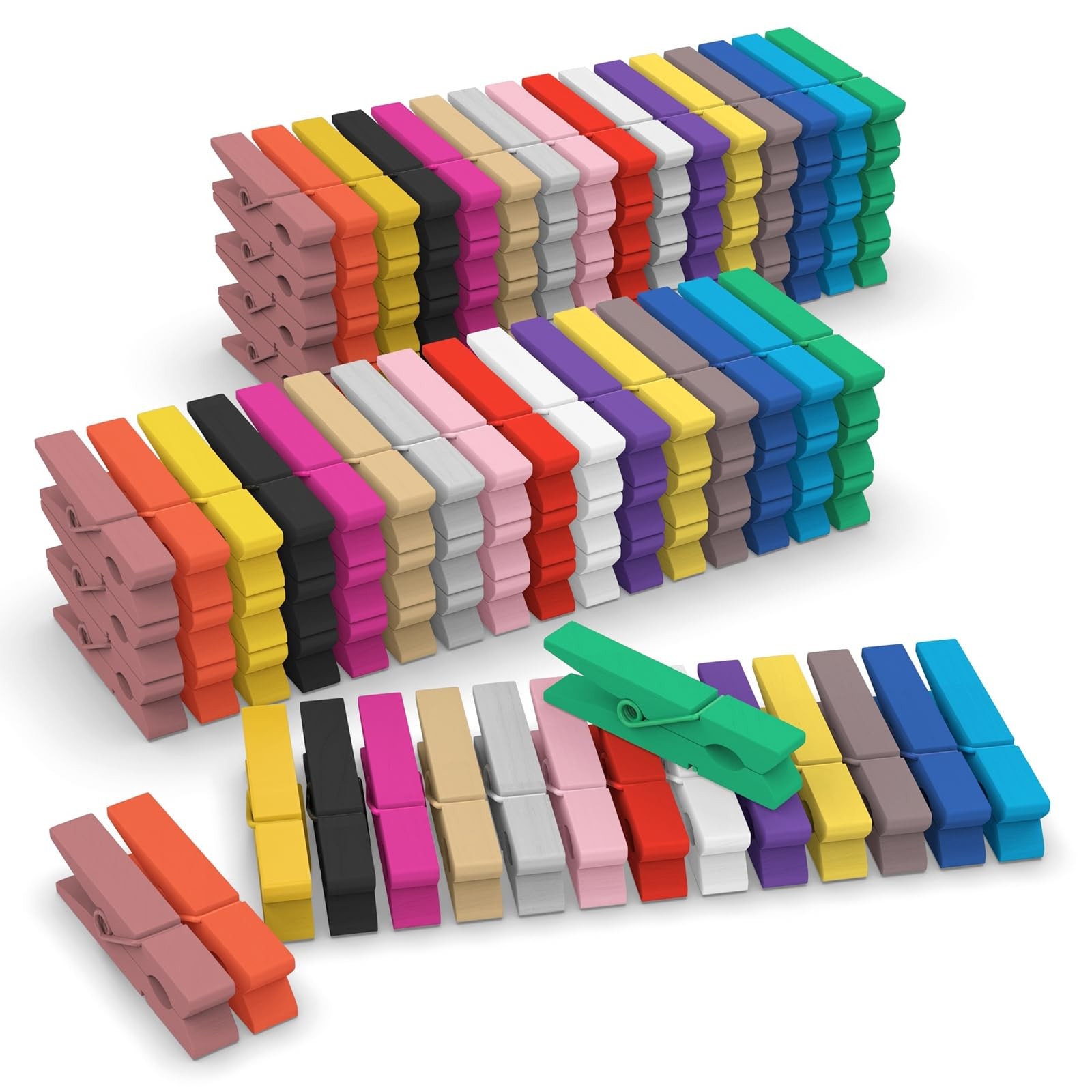 JABINCO Mini Wooden Clothespins Pack of 128 16 Colors, 8 Each for Crafts