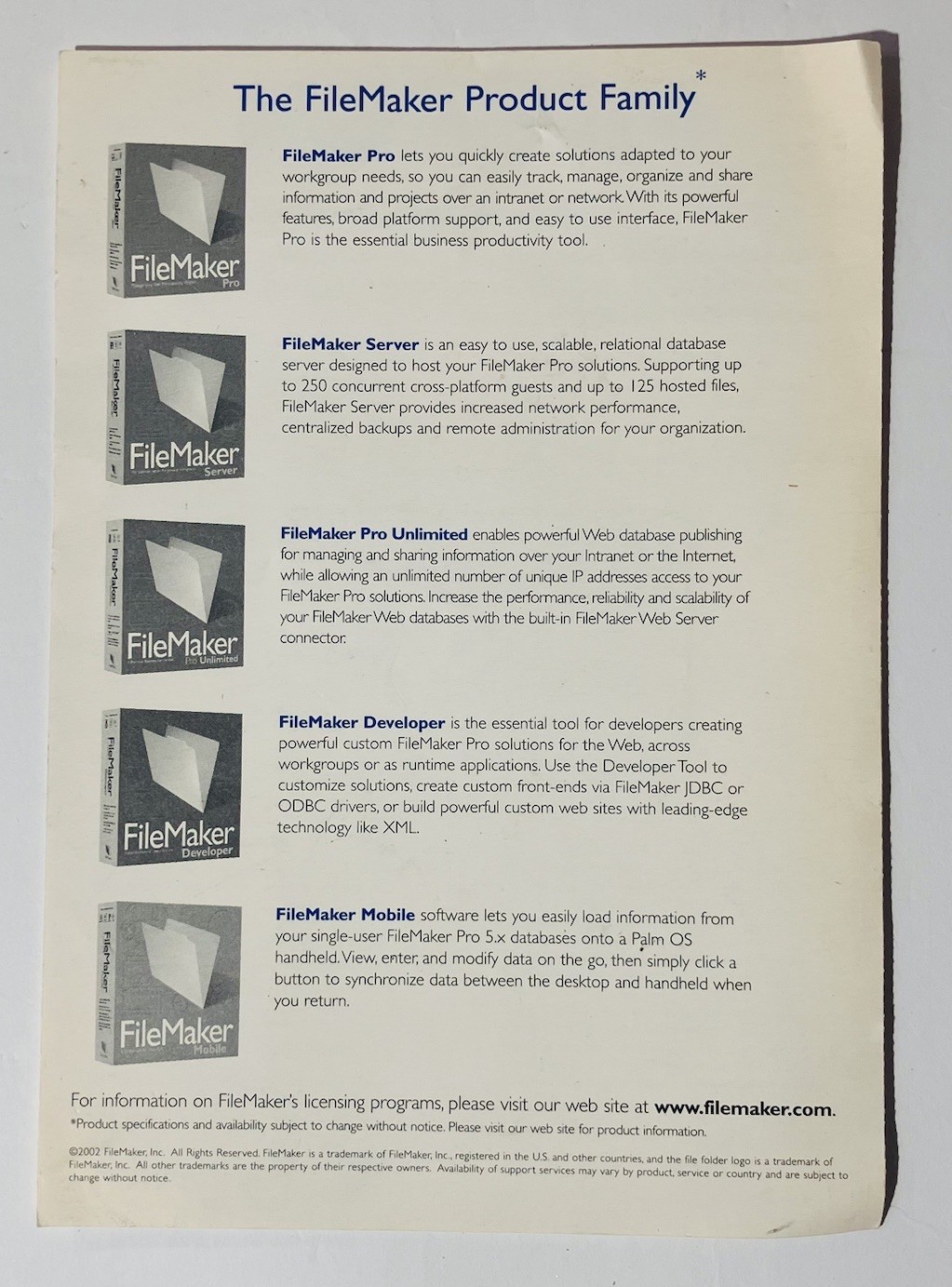 FileMaker Pro 6 Developer 6 Mac CD Software Manuals License 2002 Database