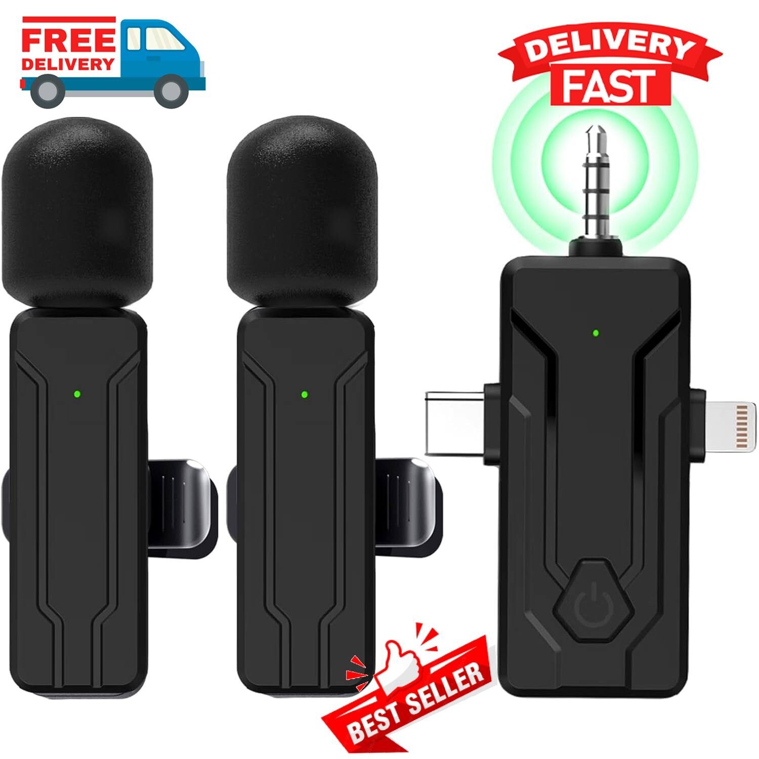 Lavalier Wireless Mini Microphone Audio Video Recording Mic For iPhone Android