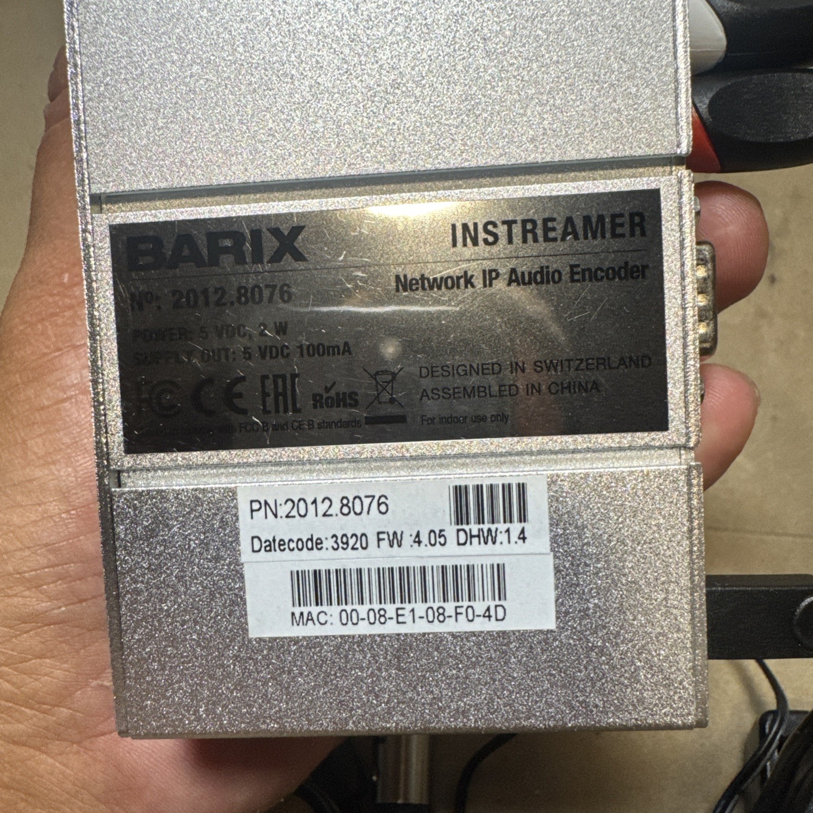 Barix Instreamer 2012.8076 IP Audio Encoder , WORKING