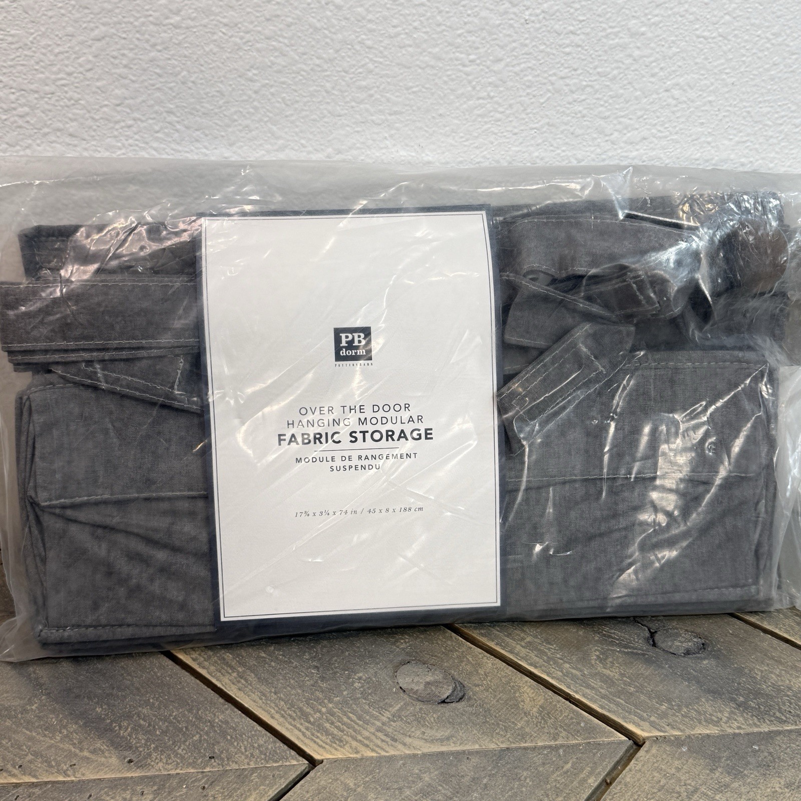 POTTERY BARN TEEN DORM OVER THE DOOR MODULAR STORAGE RACK, 17 X 74" GRAY REG $89