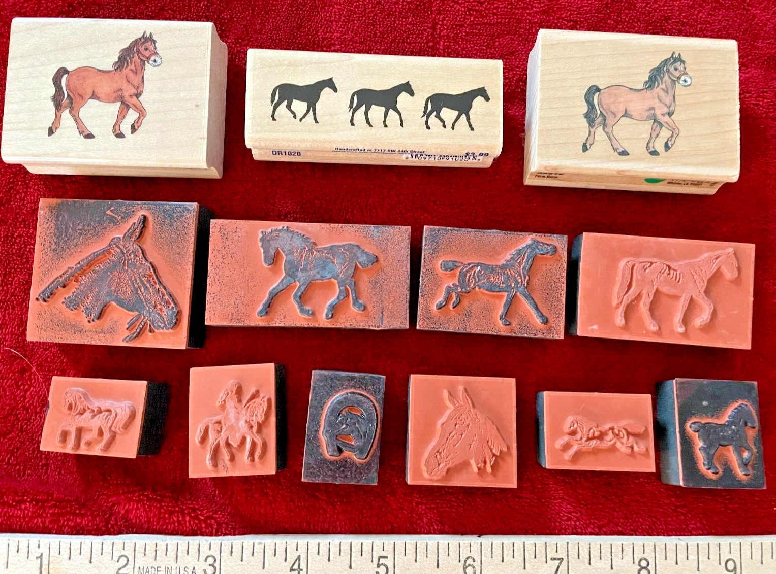 Horses Theme Rubber Stamps; 13 Pieces; Original Owner