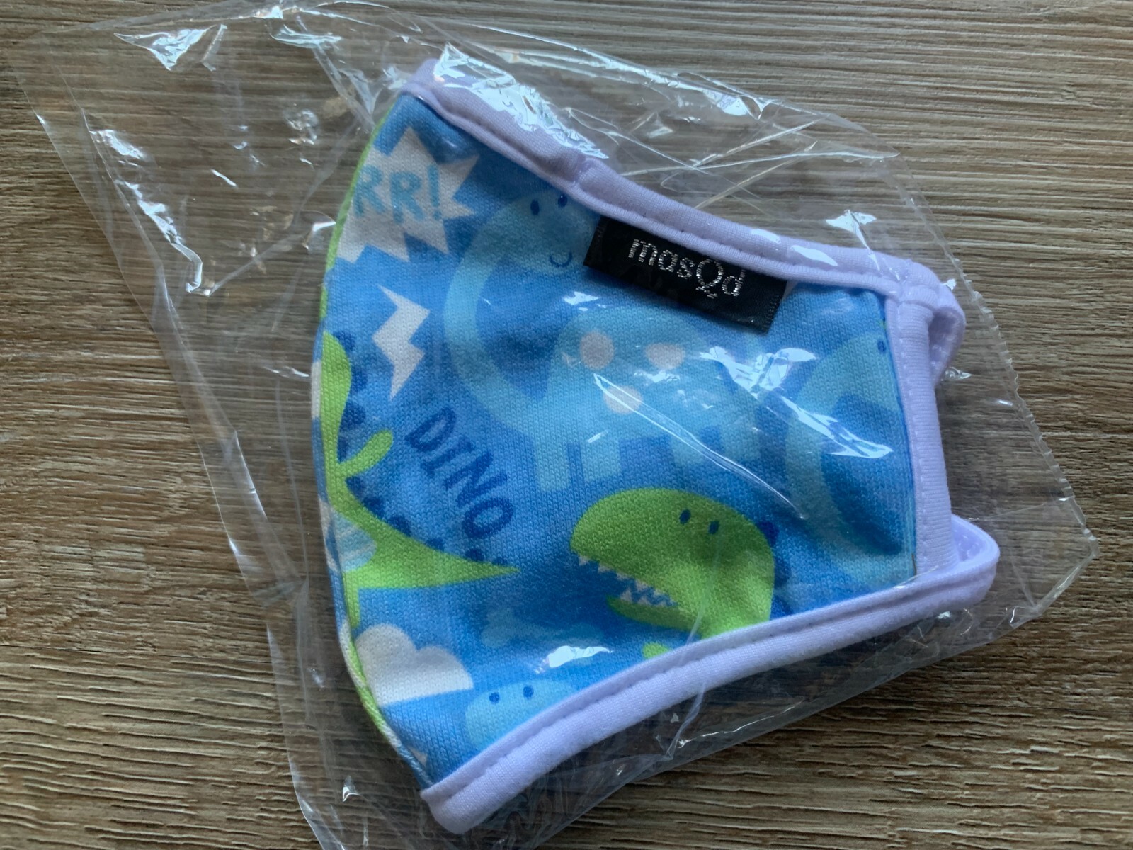 MASQD KIDS BLUE DINOSAUR FACE MASK NEW