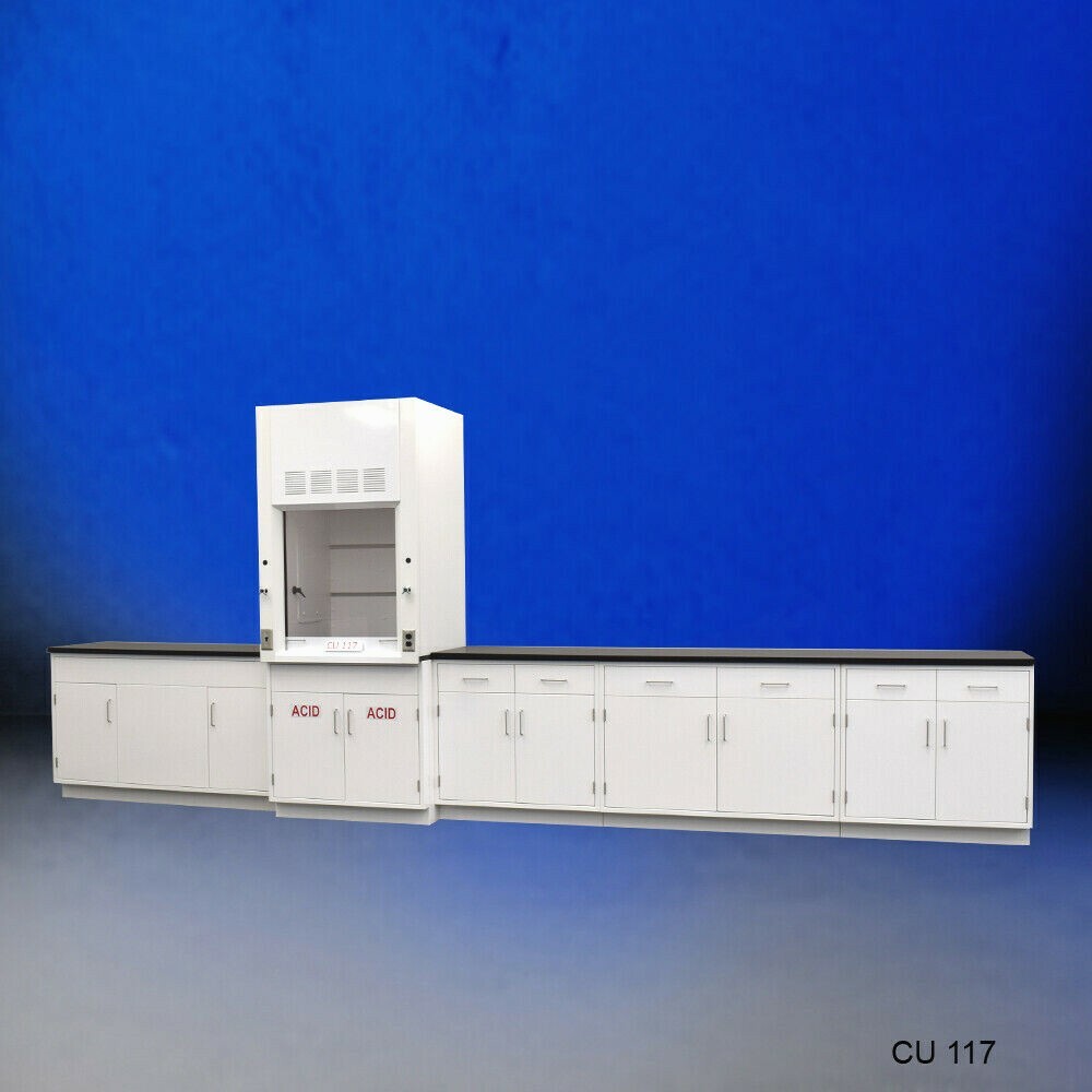 Fisher American 3' Fume Hood / ACID Storage &15' Laboratory Cabinet Group E1-531