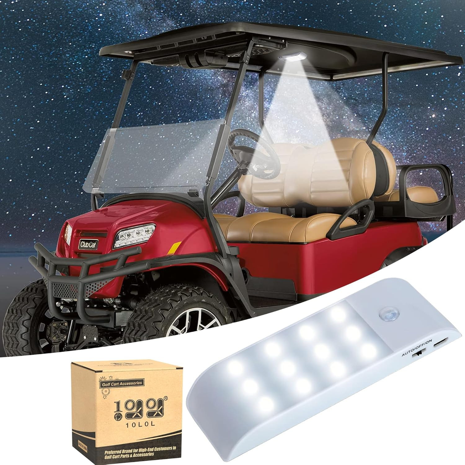 Universal Golf Cart Dome Light USB Rechargeable Battery Powered Super Bright Gol