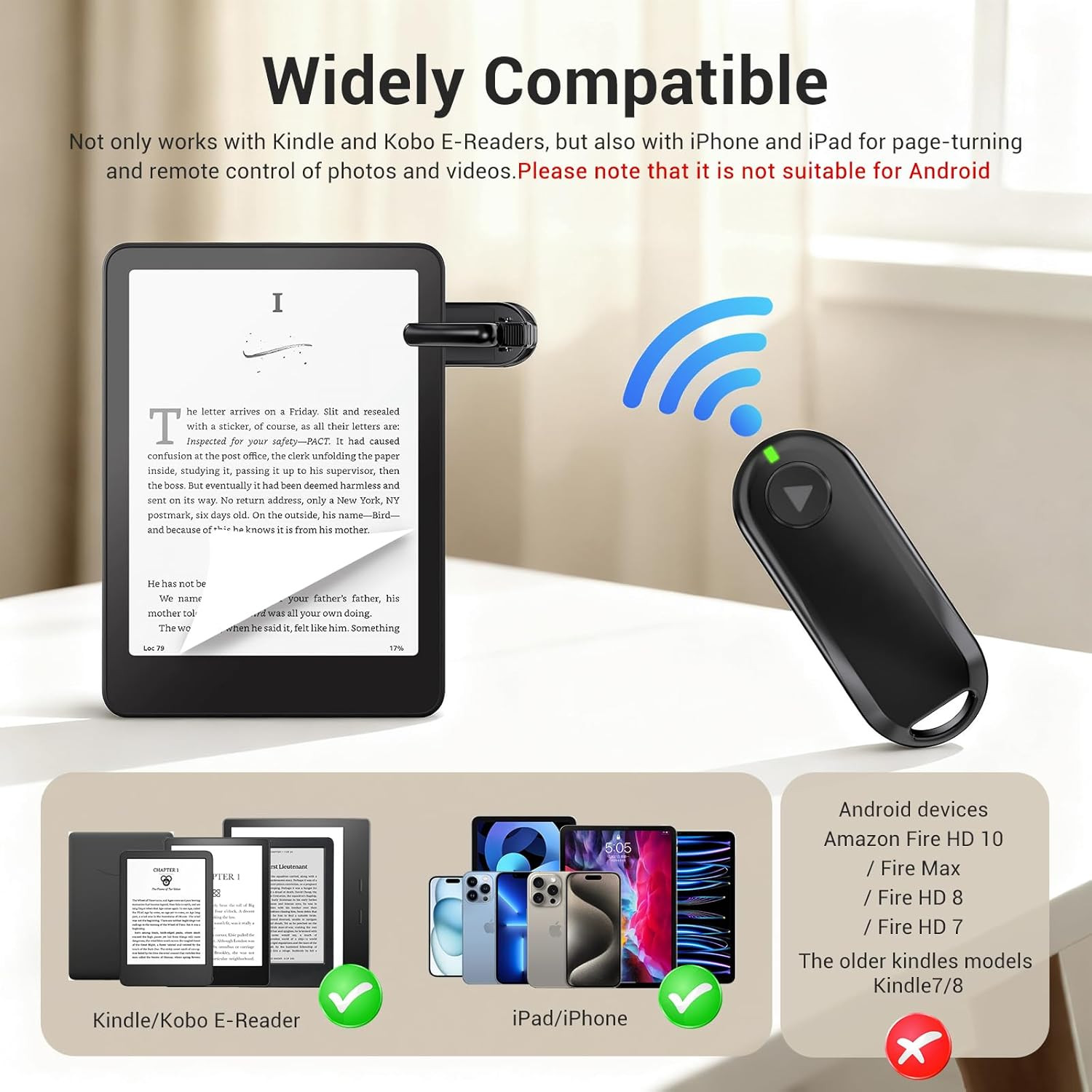CoBak Remote Page Turner – Page Turning & Camera Remote Shutter for Kobo, E-Read